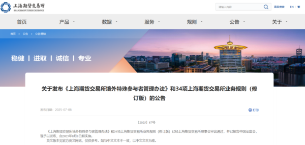 天添盈 上期所正式发布业务规则国际化版本！遵循三大思路，完善五大板块内容