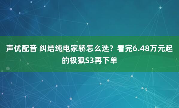 声优配音 纠结纯电家轿怎么选？看完6.48万元起的极狐S3再下单